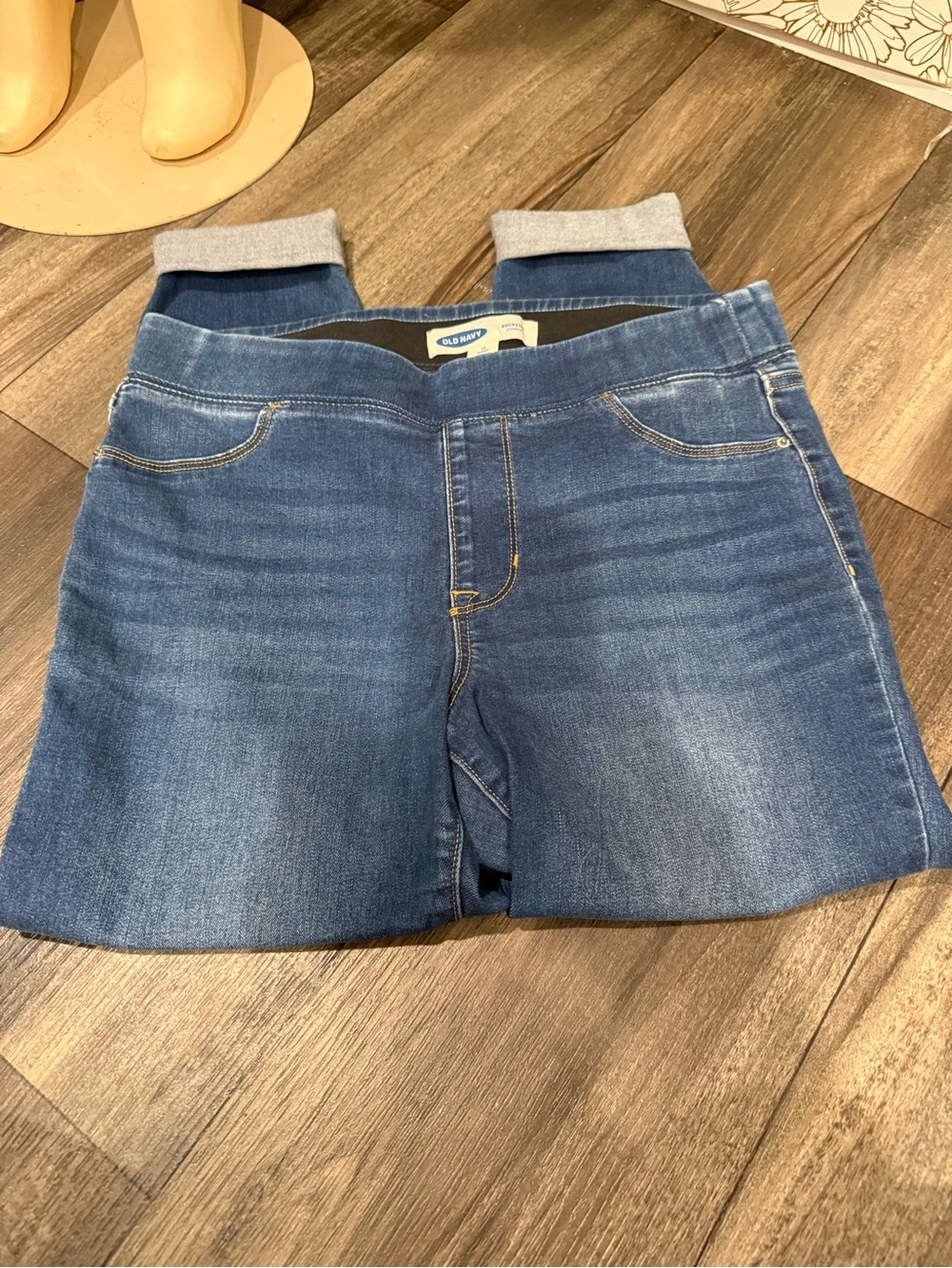 Old Navy Dark Blue Stretch Jeggings with Cuffed Ankles